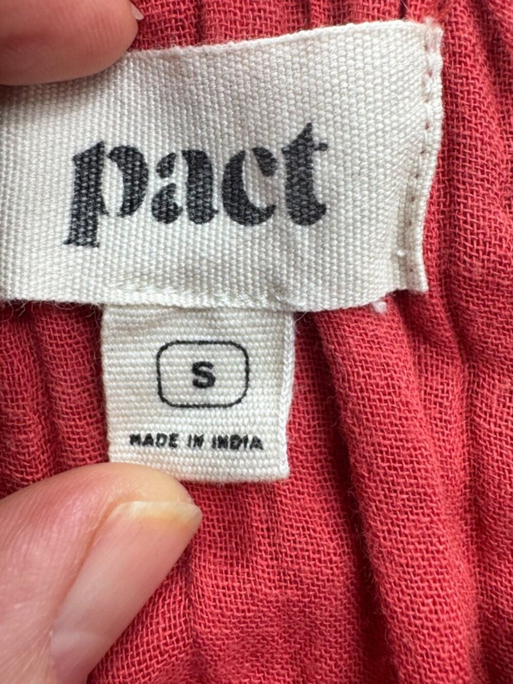 Pact Jumpsuit Halter Sz S Organic Cotton Coral Wide Leg - Picture 6 of 10